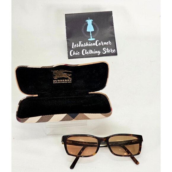 Burberry Women's Tortoiseshell Square Frames With Plaid Case 129 - Picture 1 of 14